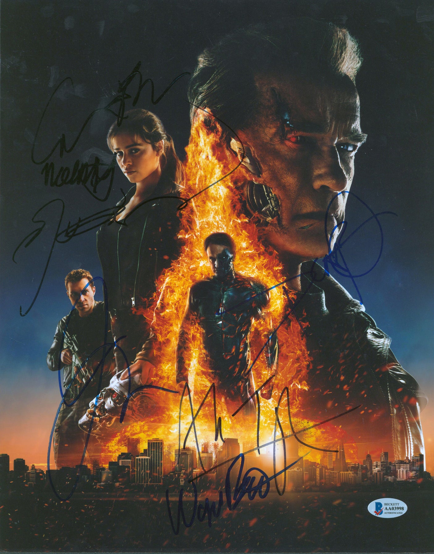 Terminator Genisys (7) Courtney, Okeniyi, Bastup Signed 11x14 Photo BAS #AA03998