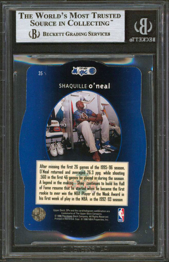Magic Shaquille O'Neal Authentic Signed 1996 SPX #35 Card BAS Slabbed