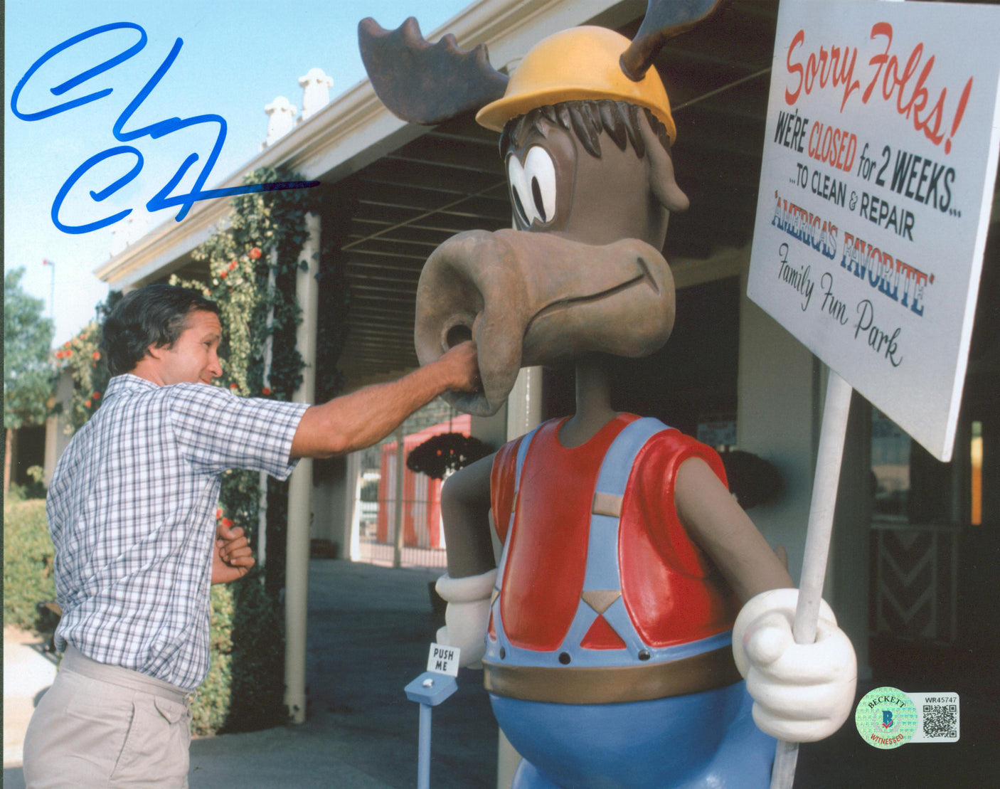 Chevy Chase Vacation Authentic Signed 8x10 Photo Punching Moose BAS Witnessed 43
