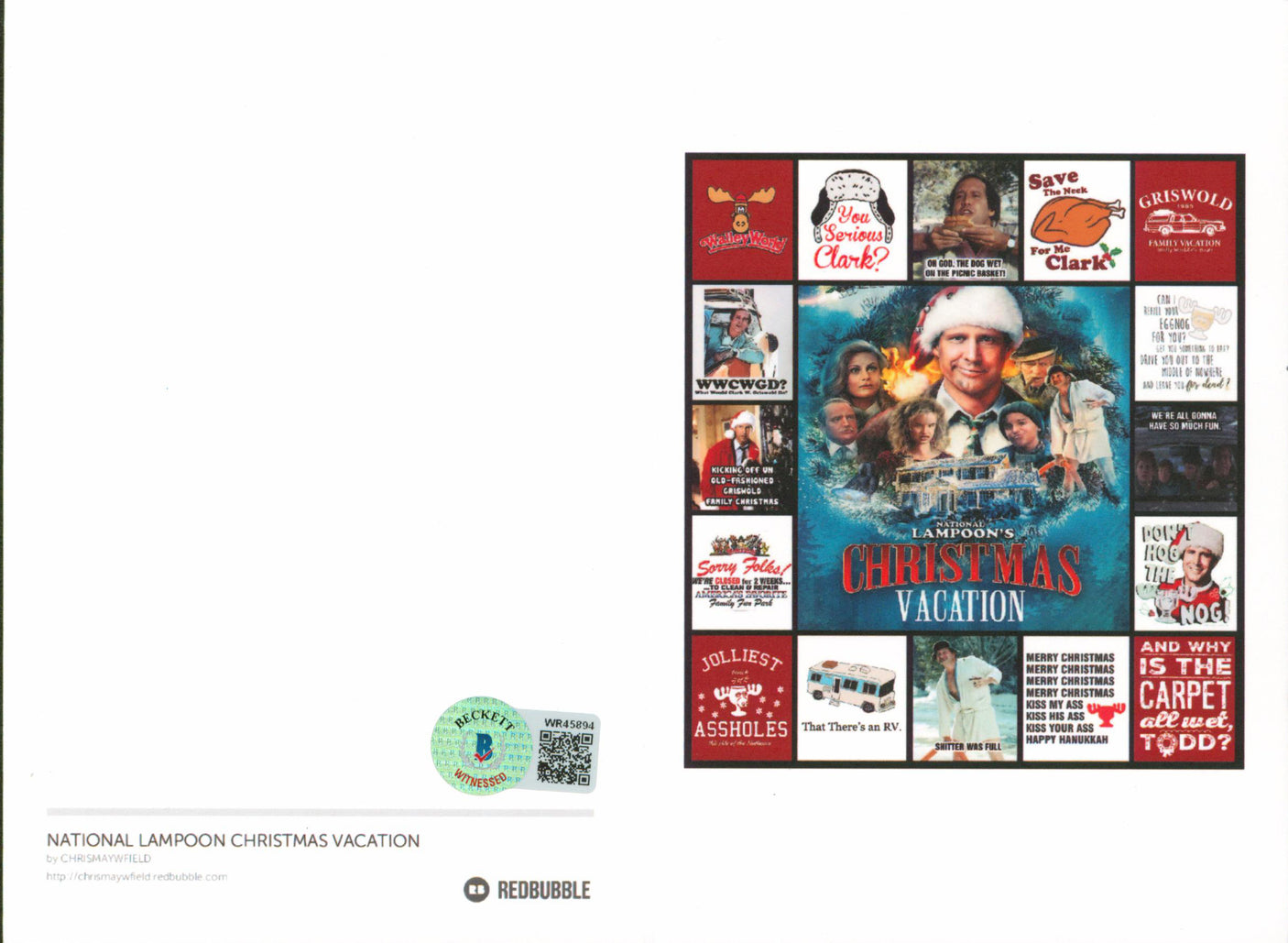 Chevy Chase Christmas Vacation Authentic Signed Collage Greeting Card BAS Wit