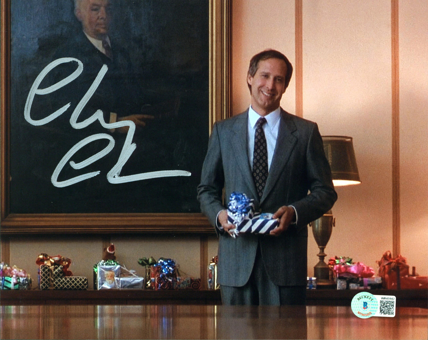 Chevy Chase Christmas Vacation Authentic Signed 8x10 Office Photo BAS Witnessed