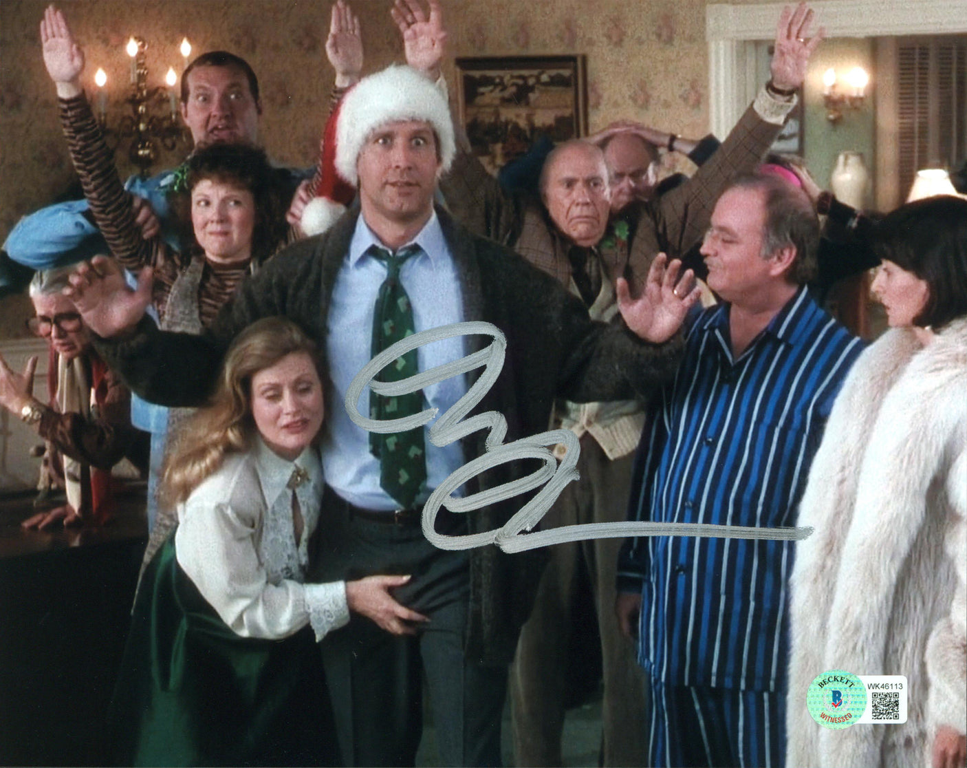 Chevy Chase Christmas Vacation Authentic Signed 8x10 Hands Up Photo BAS Witness