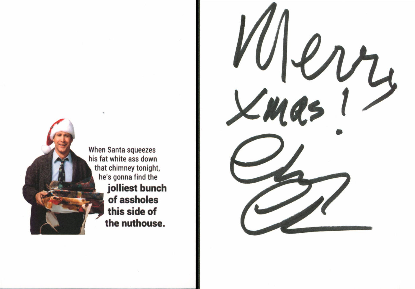 Chevy Chase Christmas Vacation "Merry Xmas!" Signed Greeting Card BAS Witnessed