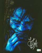 Linda Blair The Exorcist Authentic Signed 11x14 Vertical Blue Face Photo BAS
