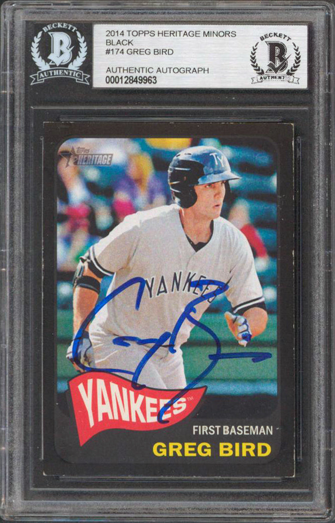 Yankees Greg Bird Signed 2014 Topps Heritage Minors Black #174 RC Card BAS Slab