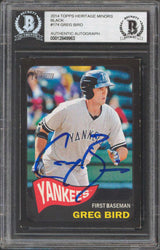 Yankees Greg Bird Signed 2014 Topps Heritage Minors Black #174 RC Card BAS Slab