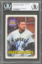 Giants Heliot Ramos Signed 2018 Topps Heritage Minors #135 Card BAS Slabbed