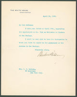Woodrow Wilson Authentic Signed 7x8.8 Letter Dated April 19, 1913 BAS #AB14533