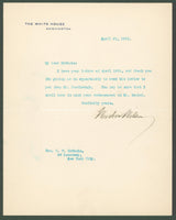 Woodrow Wilson Authentic Signed 7x8.8 Letter Dated April 21, 1913 BAS #AB14534