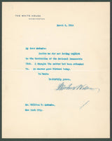 Woodrow Wilson Authentic Signed 7x8.8 Letter Dated March 6, 1914 On White House Letterhead BAS #AB14541