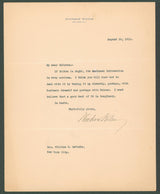 Woodrow Wilson Authentic Signed 8x10 Letter August 10, 1912 BAS #AB14551