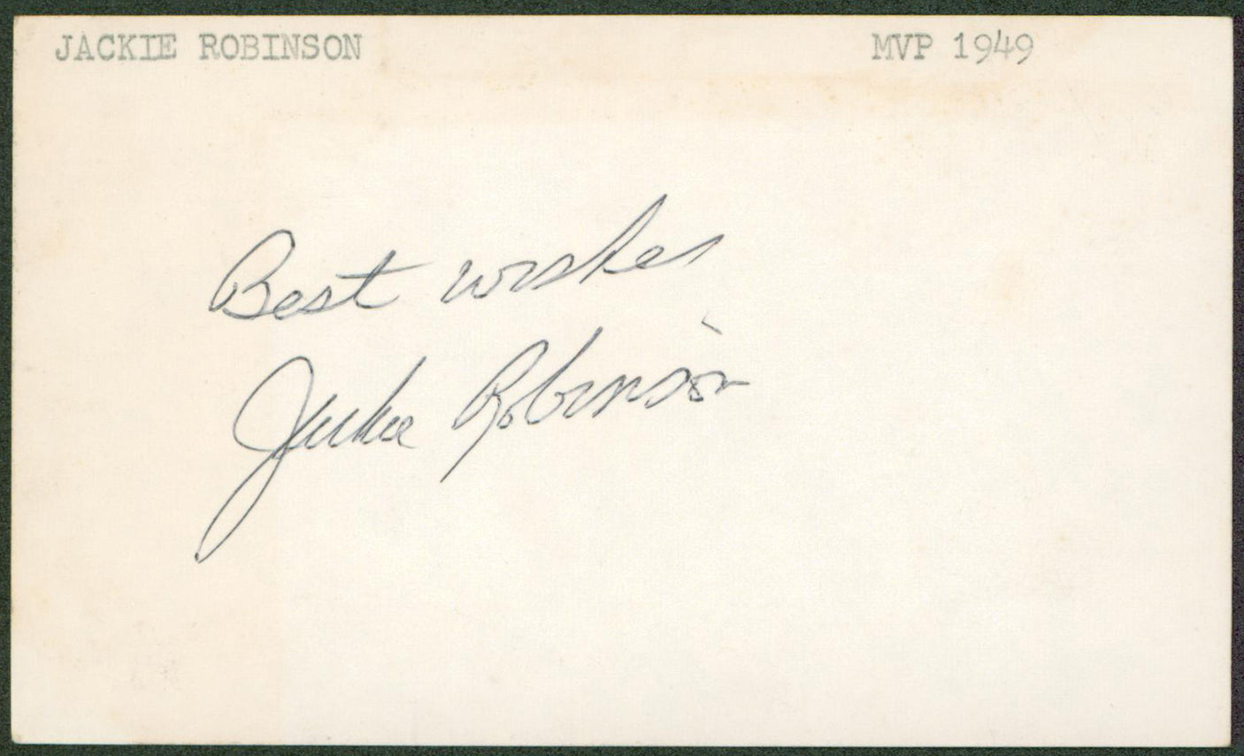 Dodgers Jackie Robinson Best Wishes Authentic Signed 3x5 Index Card JSA #XX48287