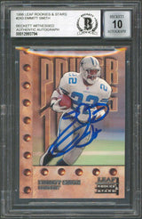 Cowboys Emmitt Smith Signed 1998 Leaf R&S #243 Card Auto Graded 10! BAS Slabbed
