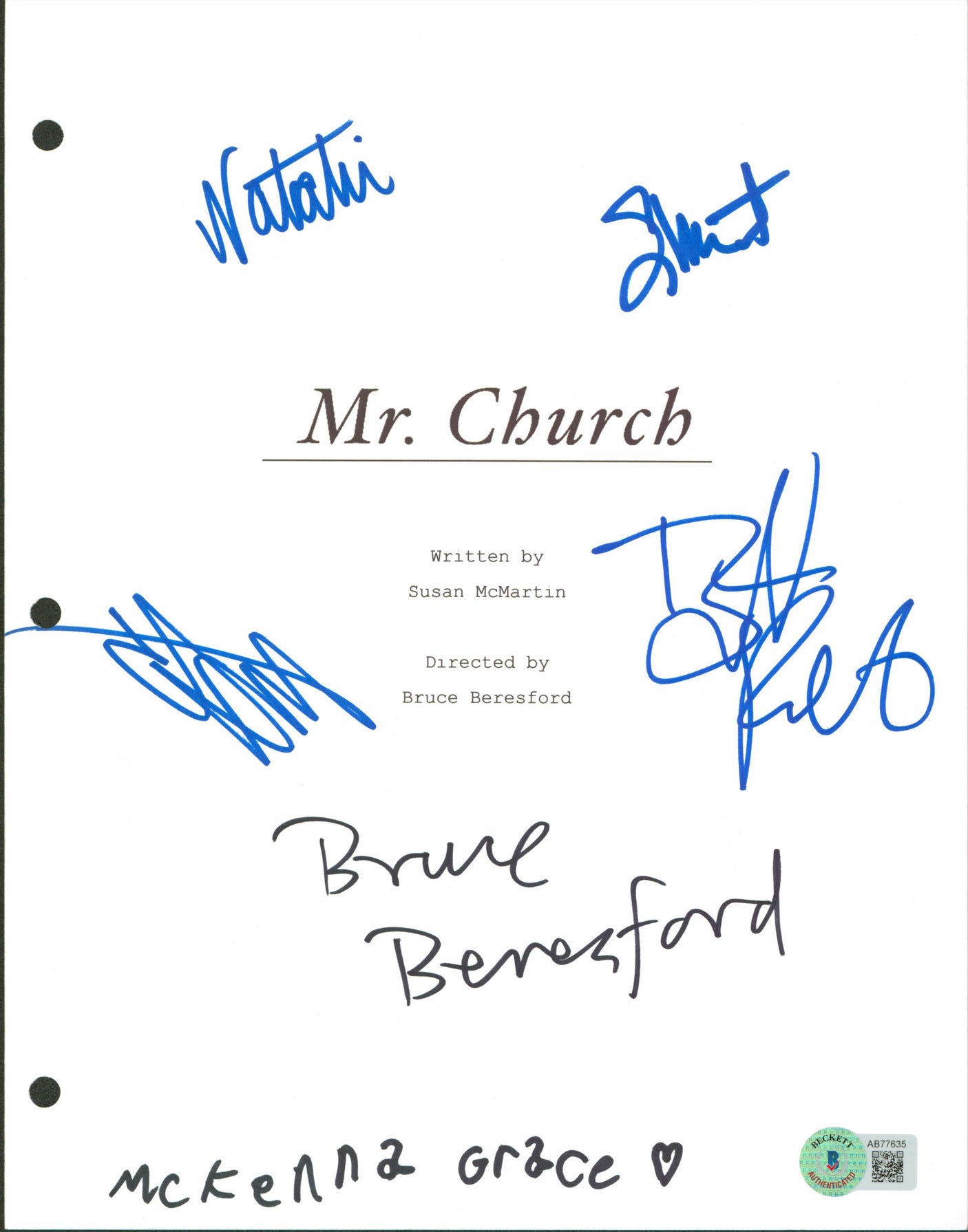 Mr. Church (6) Robertson, Beresford +4 Signed 8.5x11 Script Cover BAS #AB77635