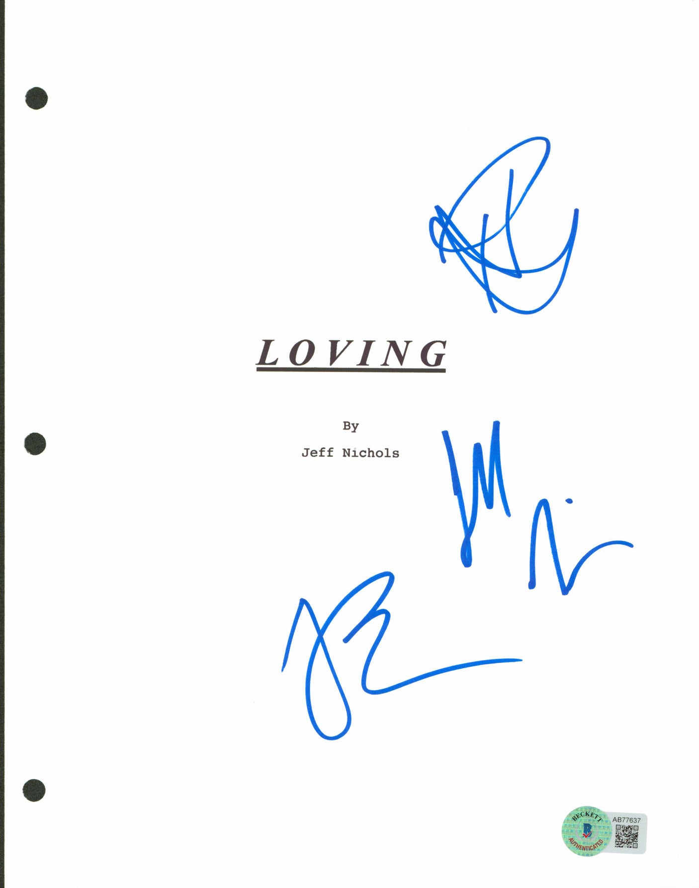 Loving (3) Edgerton, Negga & Nichols Authentic Signed Script Cover BAS #AB77637
