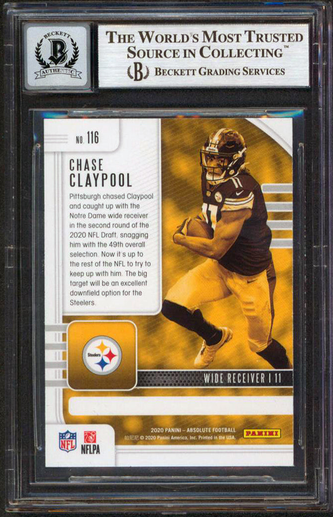 Chase Claypool Authentic Signed 2020 Absolute #116 RC Card Auto 10! BAS Slab 1