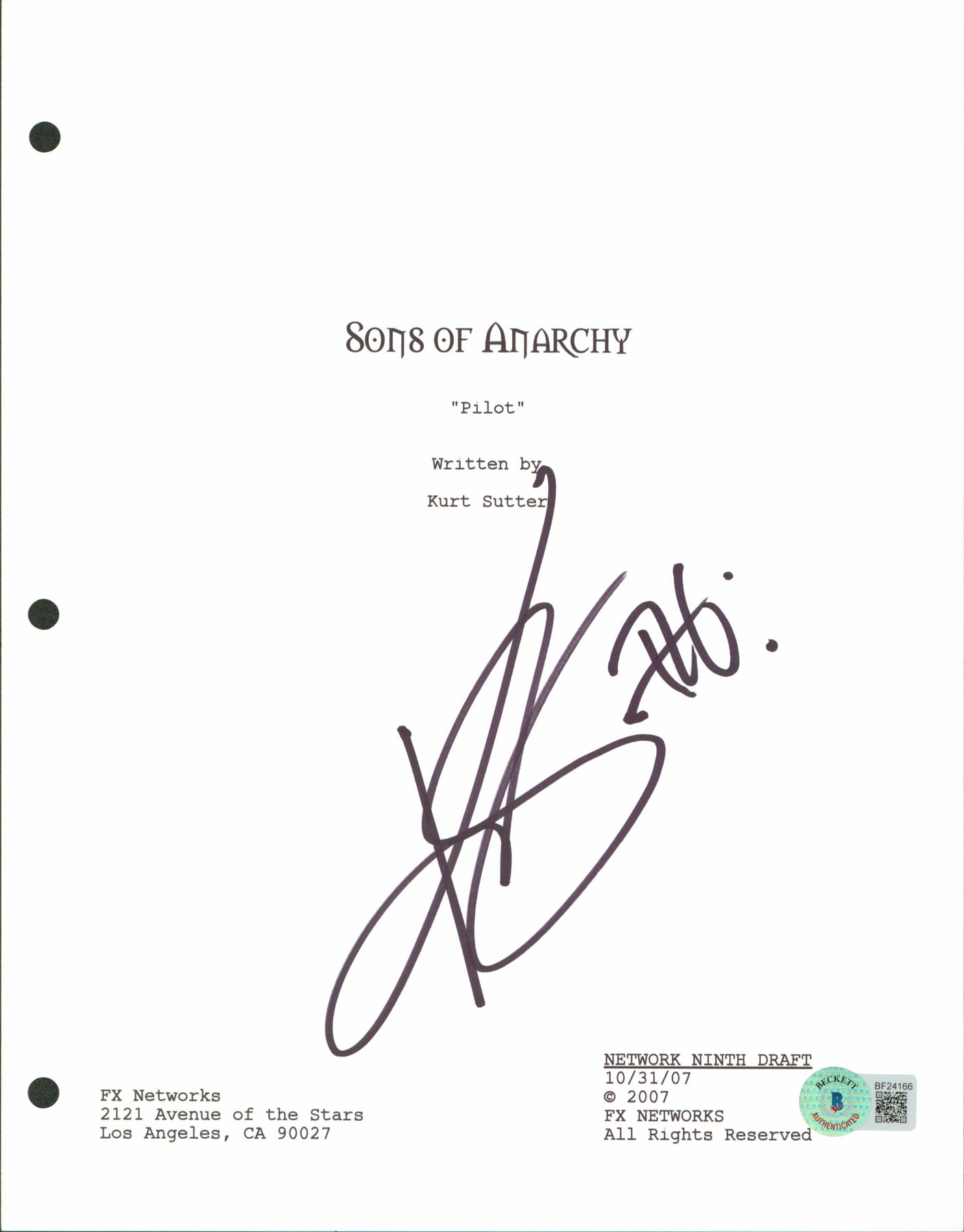 Kim Coates Authentic Signed 8.5x11 Sons Of Anarchy Script Cover BAS #BF24166