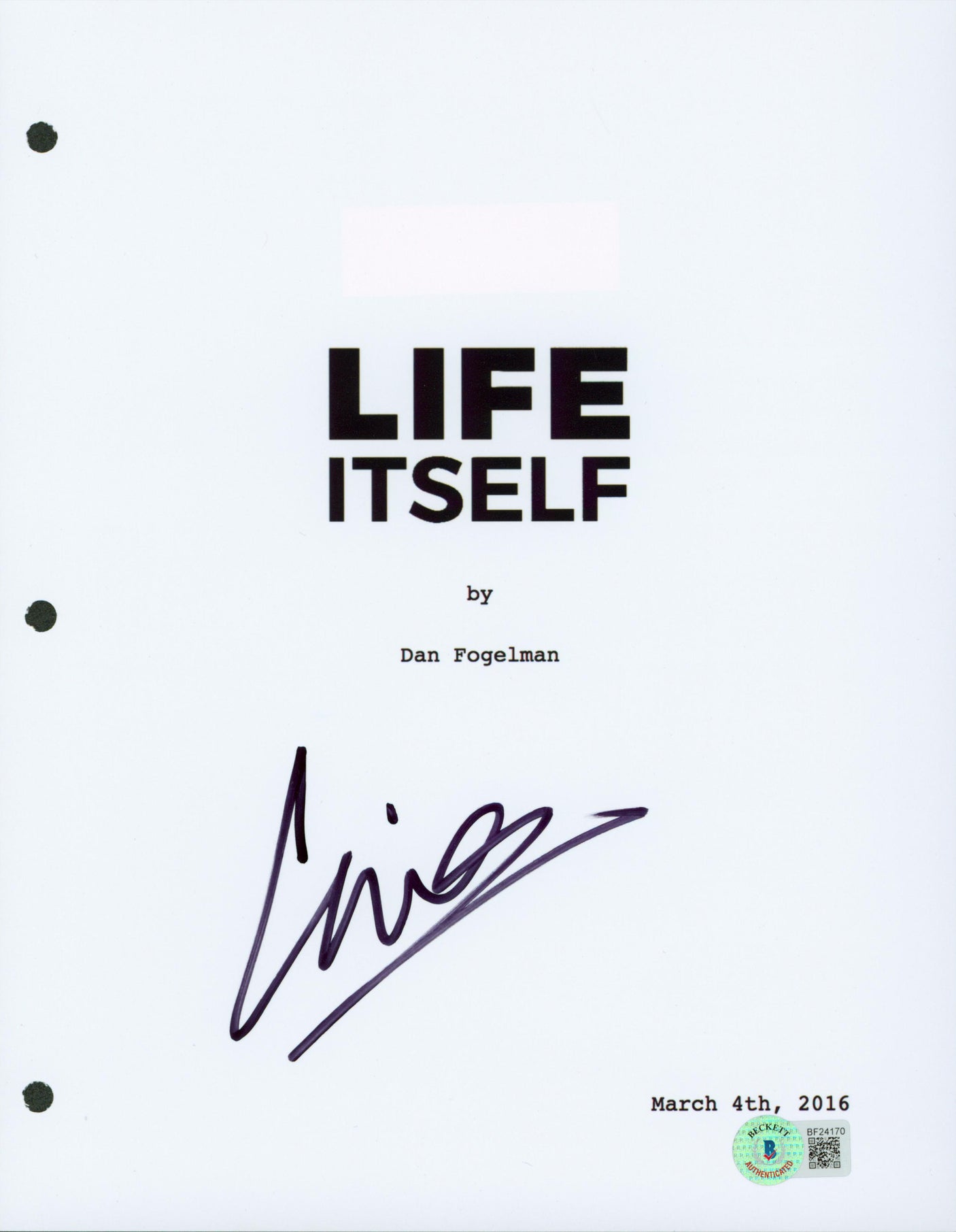 Laia Costa Authentic Signed 8.5x11 Life Itself Script Cover BAS #BF24170