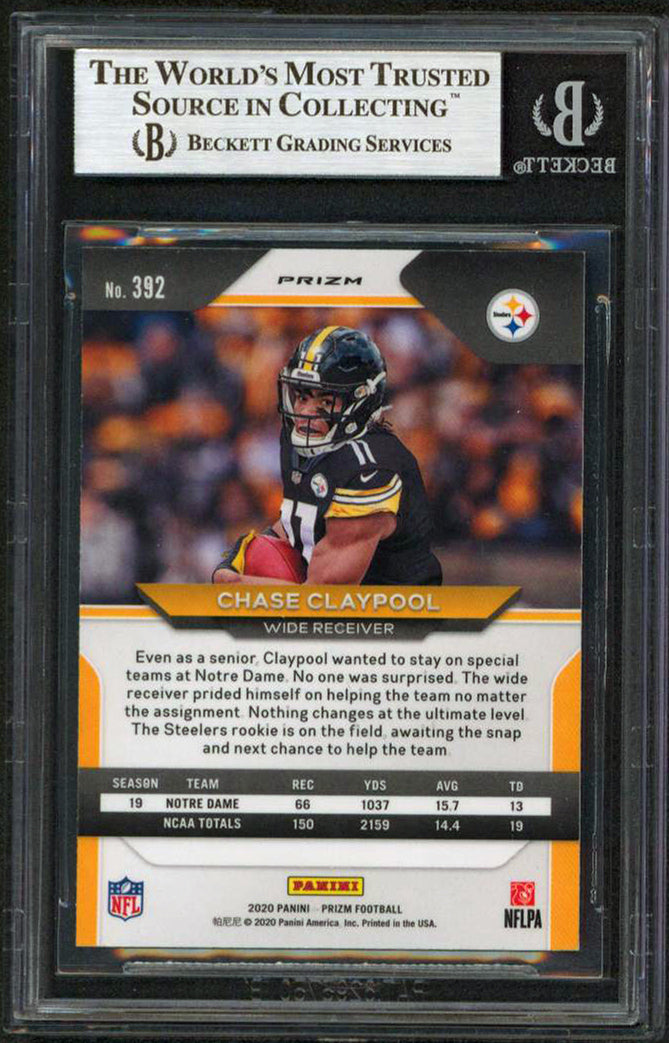 Chase Claypool Signed 2020 Panini Prizm Orange Disco #392 Rookie Card BAS Slab