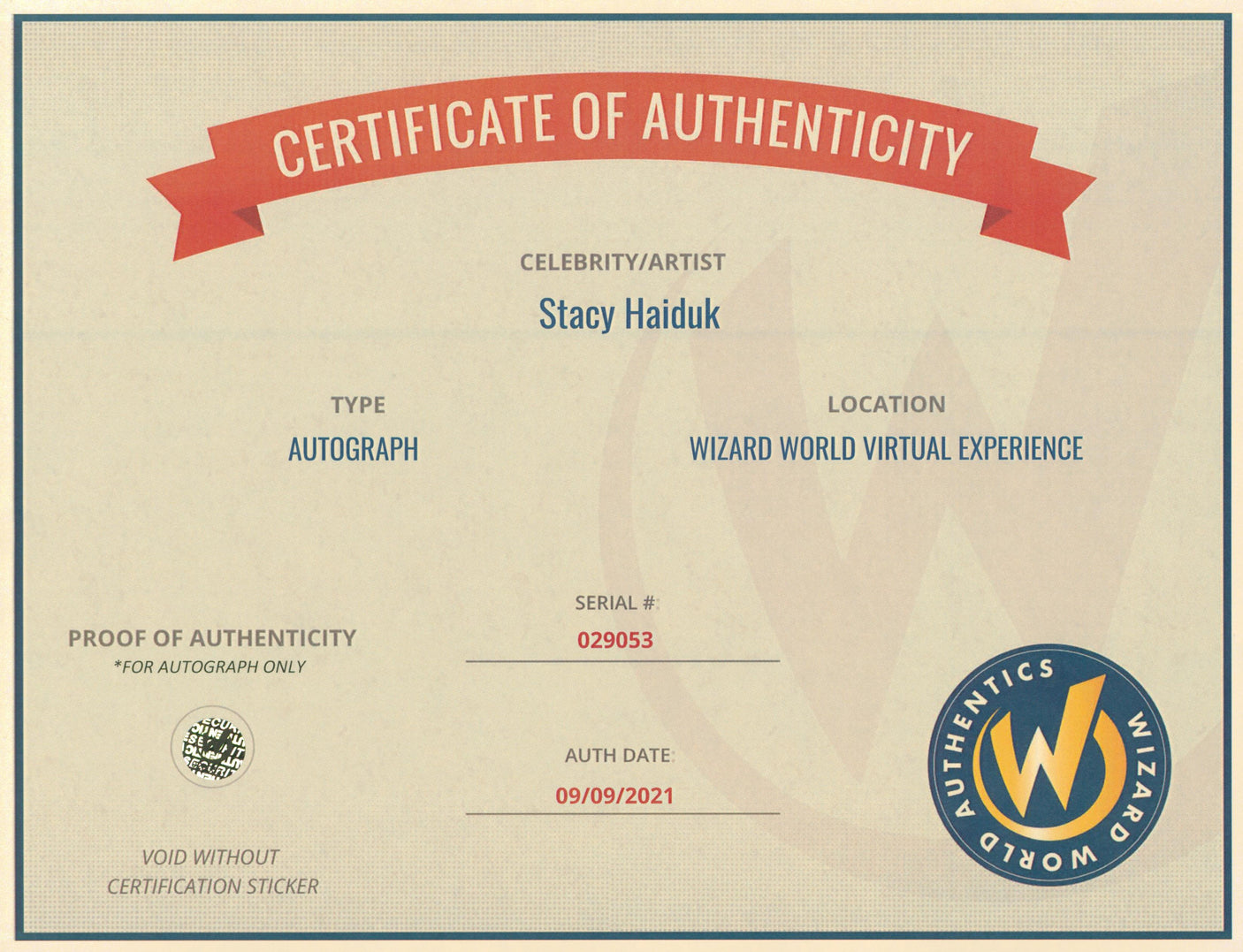 Stacy Haiduk Days of Our Lives Authentic Signed 8x10 Photo Wizard World 2