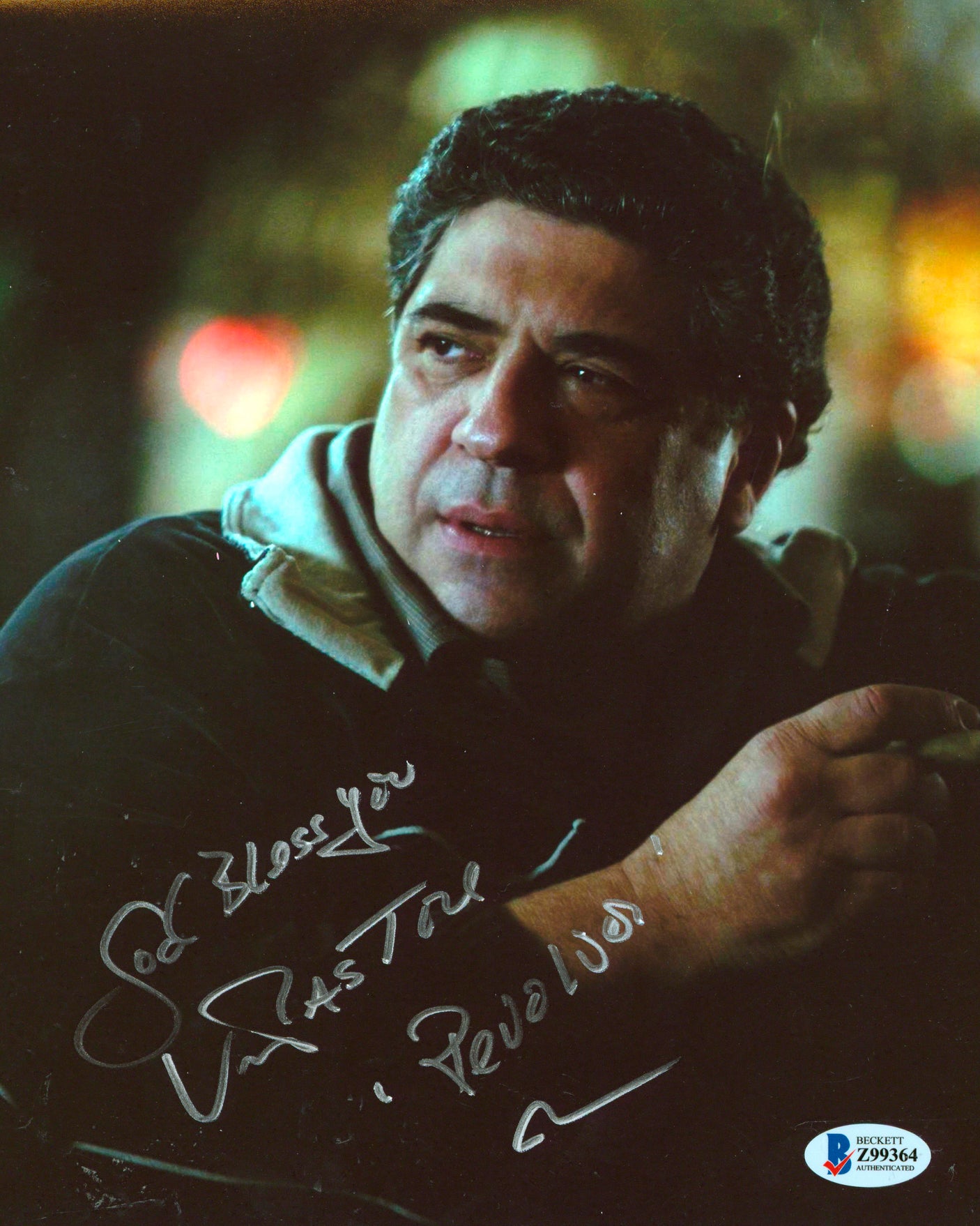 Vincent Pastore The Sopranos "God Bless, Revolver" Signed 8x10 Photo BAS #Z99364