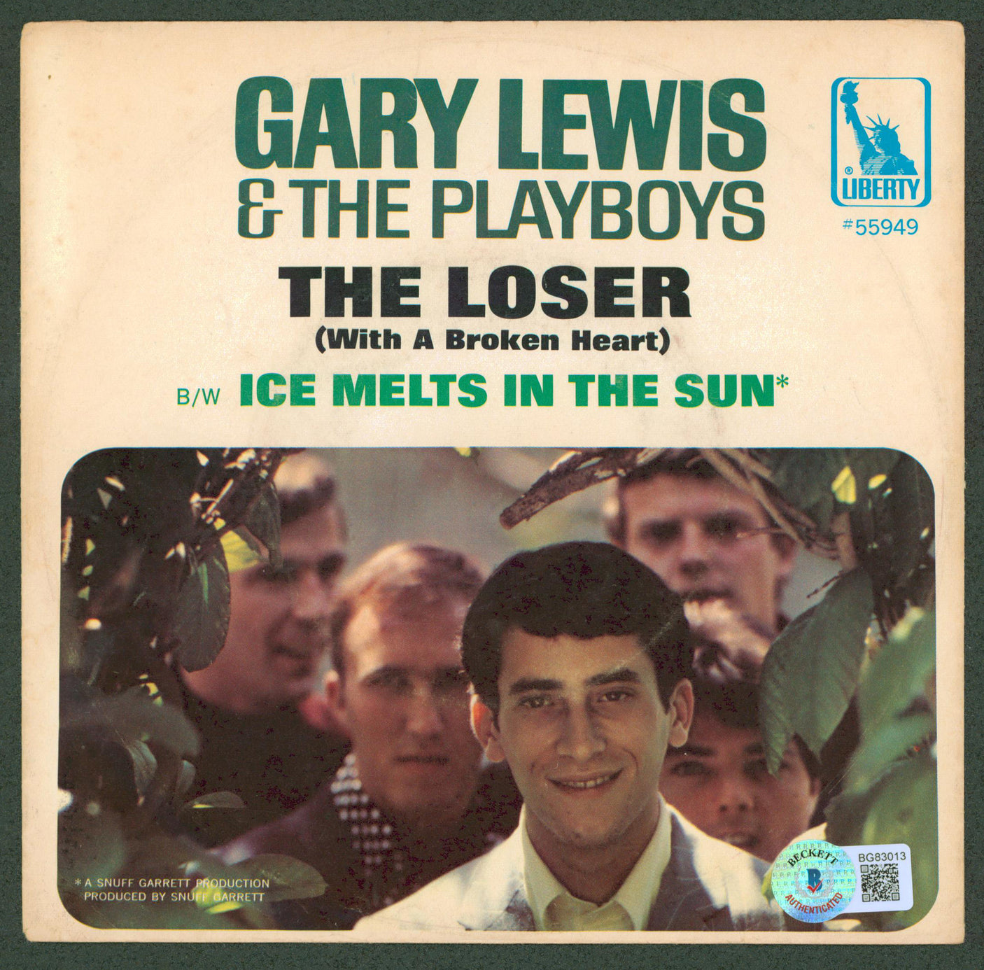 Gary Lewis Authentic Signed Ice Melts In The Sun 45 RPM Album Cover BAS #BG83013
