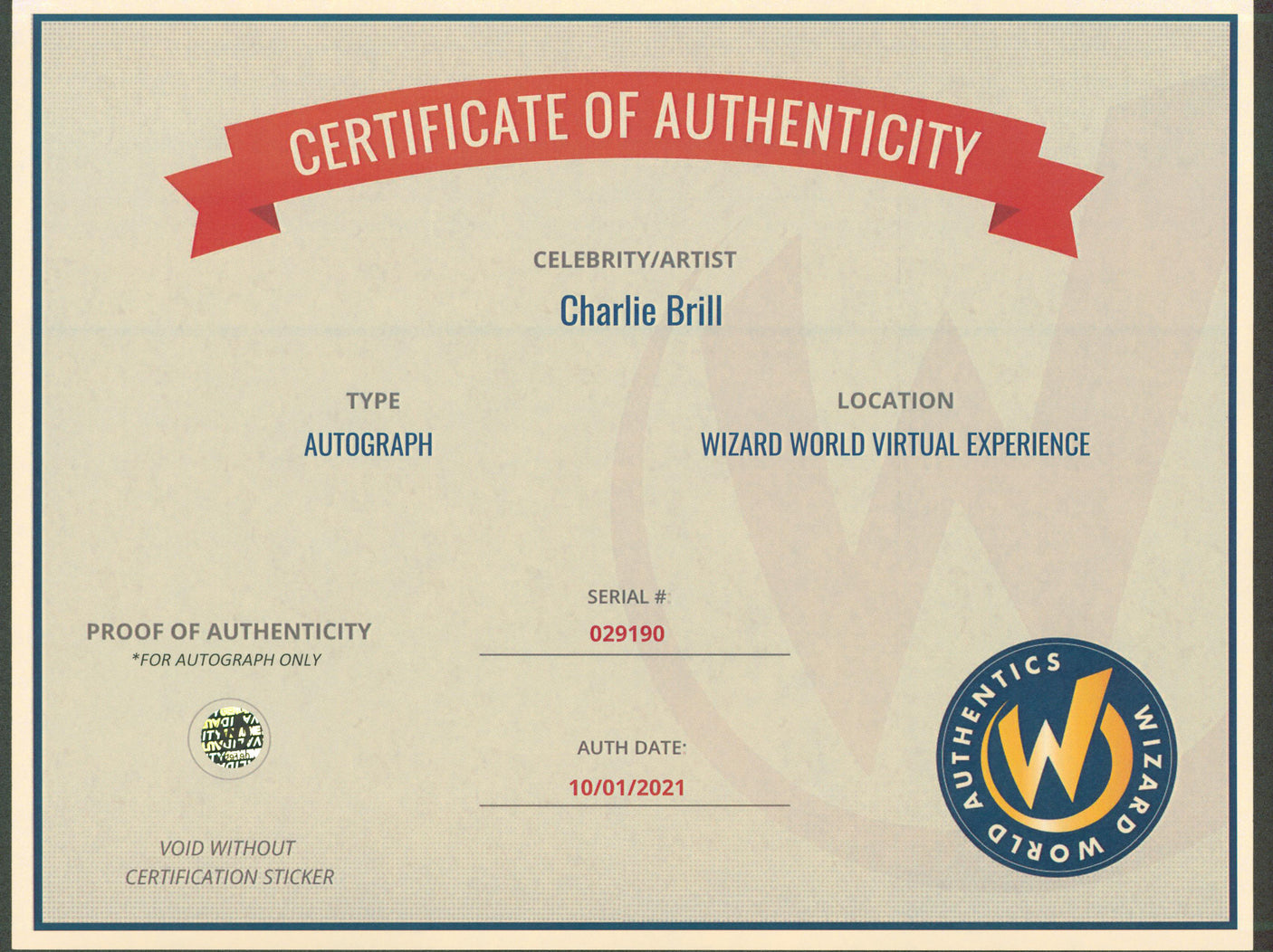 Charlie Brill Silk Stalkings Authentic Signed 8x10 Photo Wizard World #029190