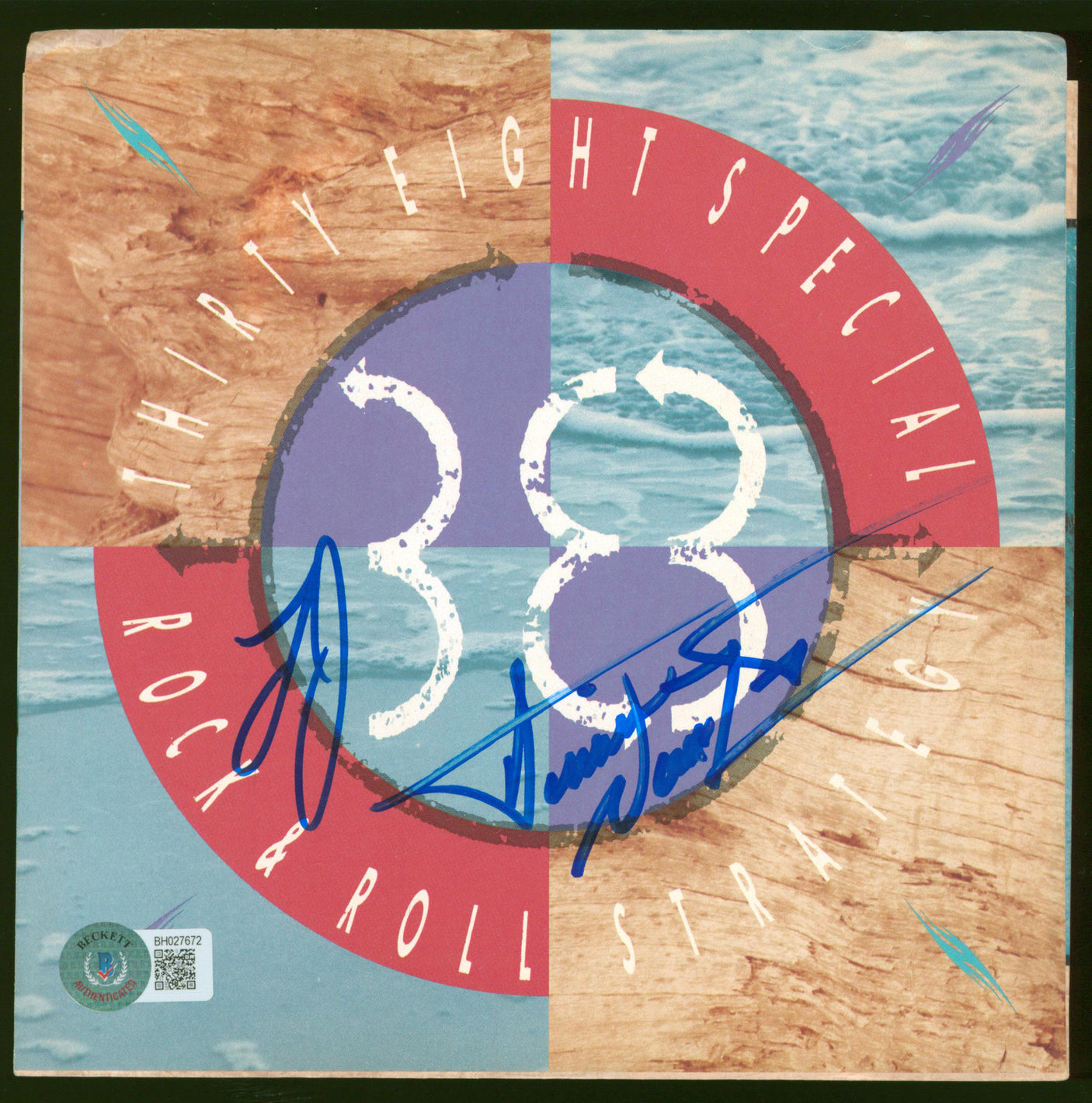 Donnie Van Zandt & Larry Junstrom .38 Special Signed 45 RPM Album Cover BAS