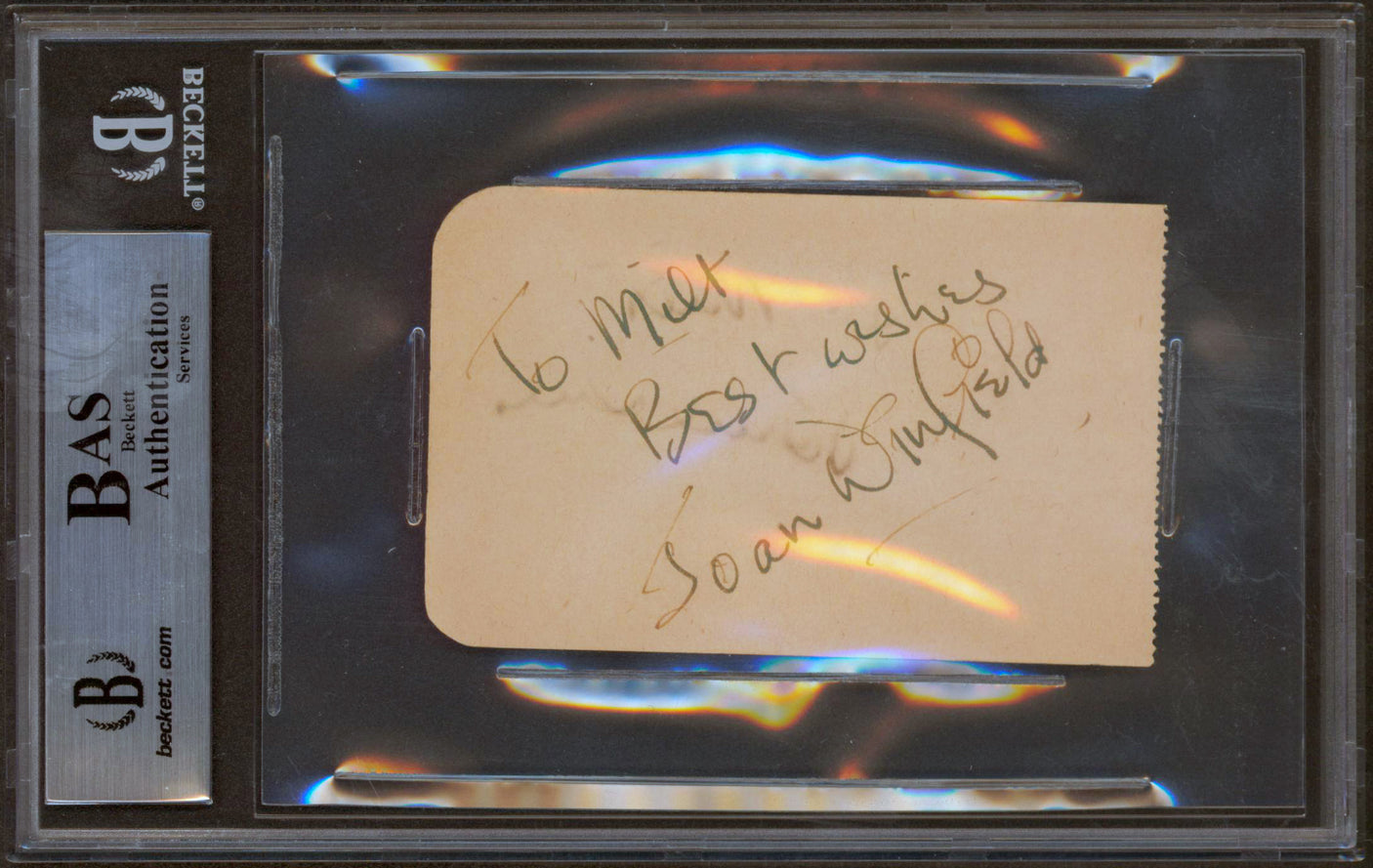 Burl Ives & Joan Winfield Authentic Signed 2.4x3.85 Album Page BAS Slabbed
