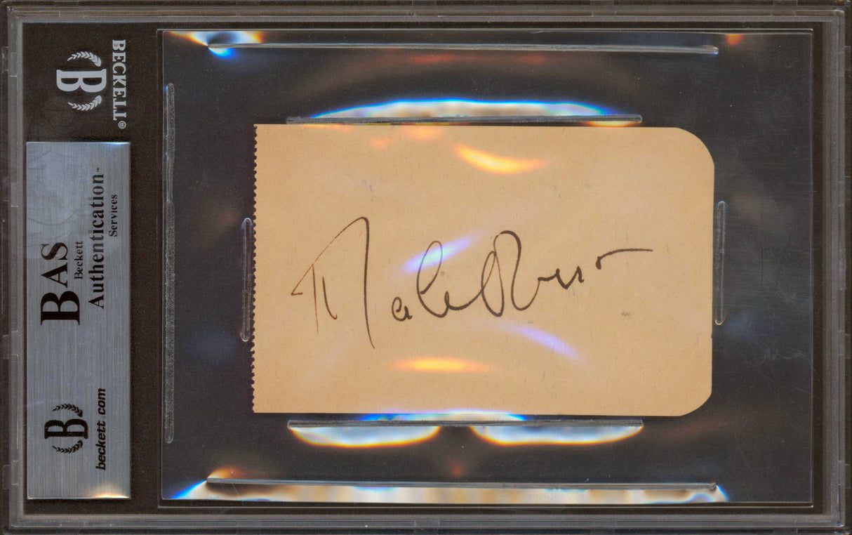Shirley Temple & Merle Oberon Authentic Signed 2.4x3.85 Album Page BAS Slabbed