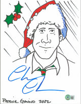 Chevy Chase Christmas Vacation Signed 8.5x11 Hand Drawn Sketch BAS Wit #WZ44414