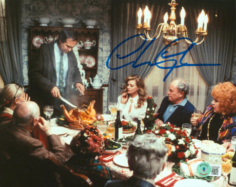Chevy Chase Christmas Vacation Signed 8x10 Turkey Dinner Photo BAS Witnessed 2