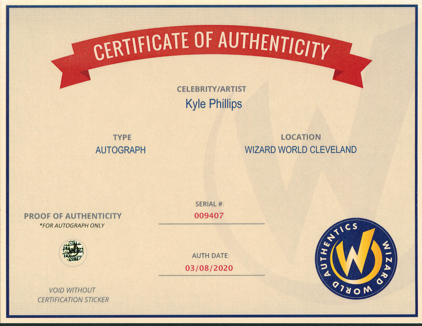 Kyle Phillips High School DxD Authentic Signed 8x10 Photo Wizard World #009407