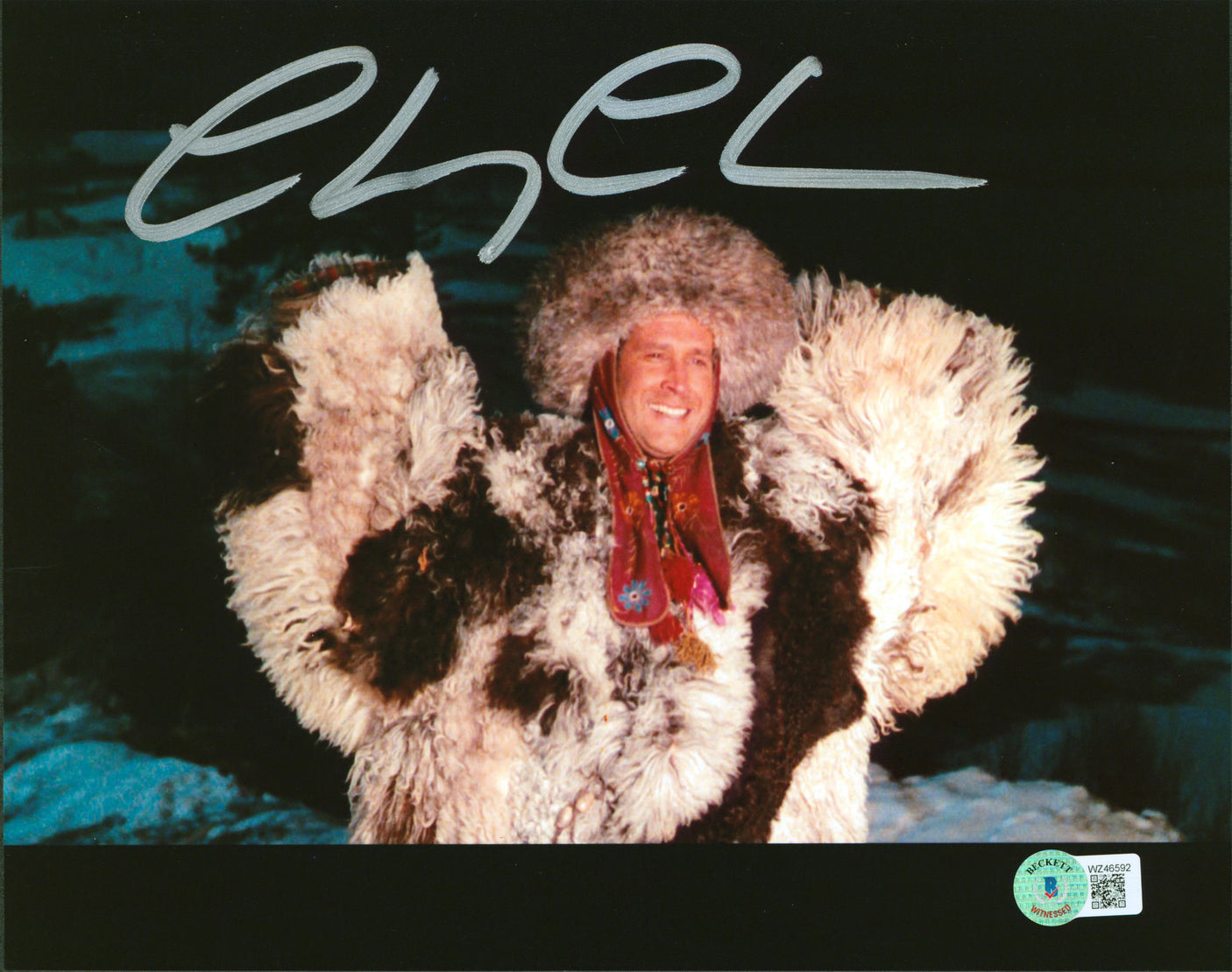 Chevy Chase Spies Like Us Authentic Signed 8x10 Fur Coat Photo BAS Witnessed