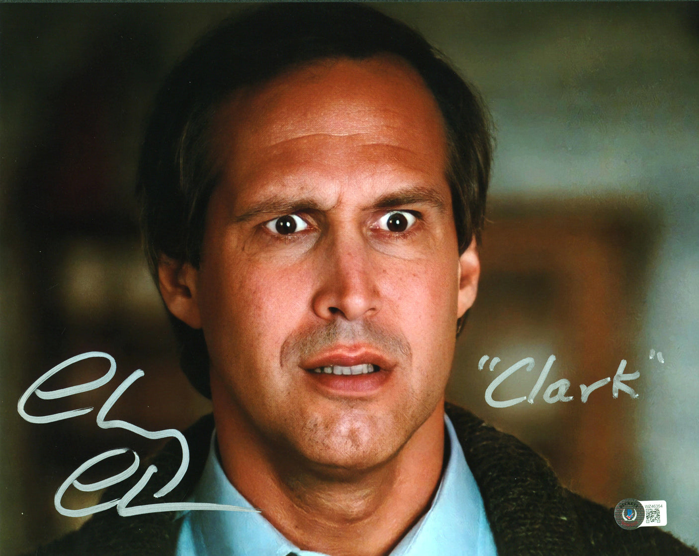 Chevy Chase Christmas Vacation "Clark" Signed 11x14 Photo BAS Witness #WZ46354
