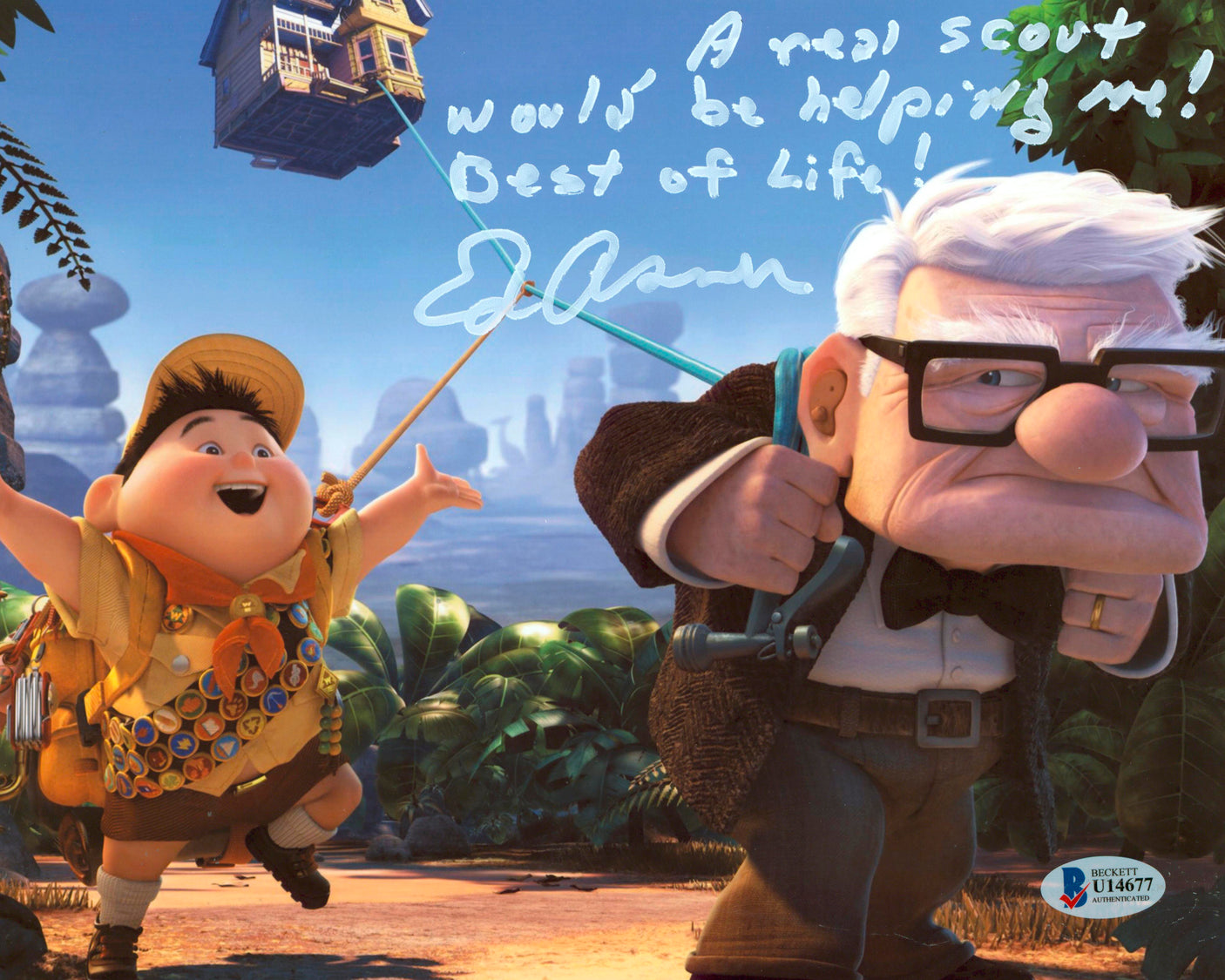 Ed Asner Up "A Real Scout Would Be Helping Me!" Signed 8x10 Photo BAS #U14677