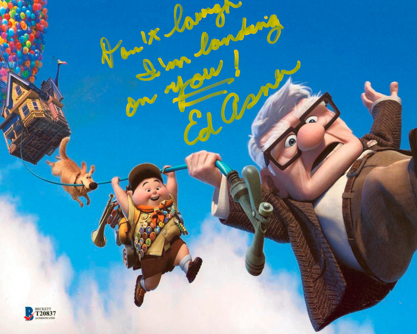 Ed Asner Up "Don't Laugh I'm Landing On You!" Signed 8x10 Photo BAS #T20837