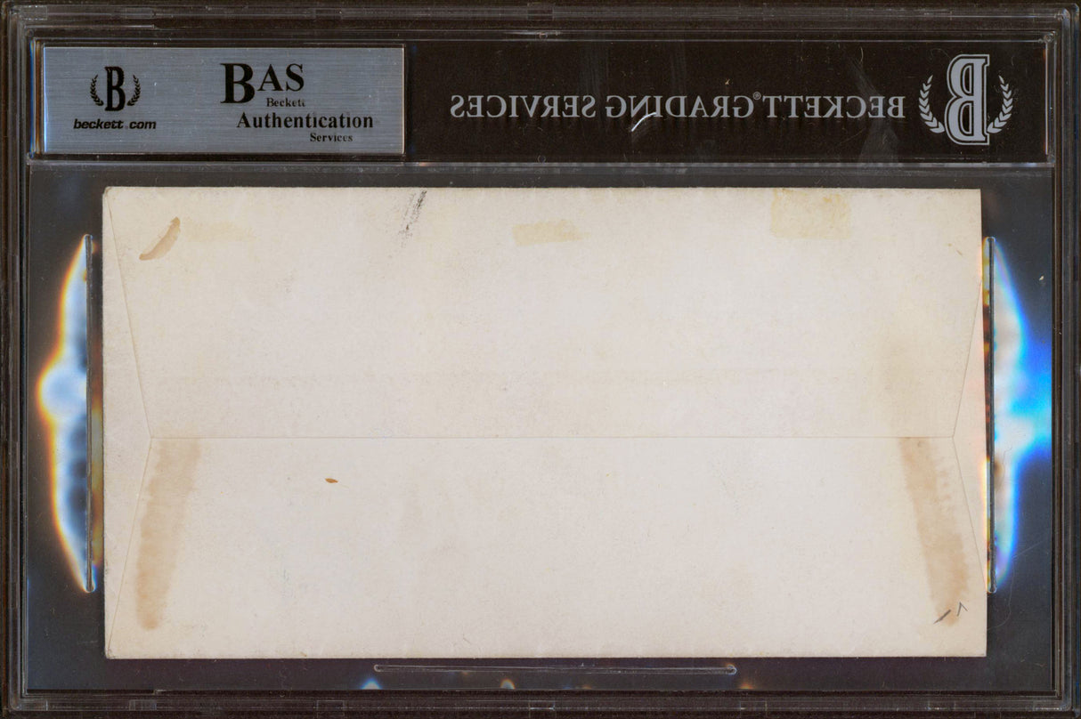Calvin Coolidge Signed 4x7.25 Envelope Postmarked July 4, 1930 BAS Slabbed