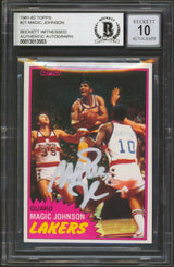 Lakers Magic Johnson Authentic Signed 1981 Topps #21 Card Auto 10! BAS Slabbed