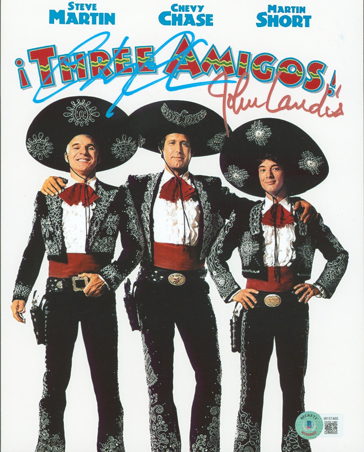 Chevy Chase & John Landis Three Amigos! Authentic Signed 8x10 Photo BAS #W157460