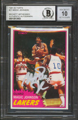 Lakers Magic Johnson Authentic Signed 1981 Topps #21 Card Auto 10! BAS Slabbed