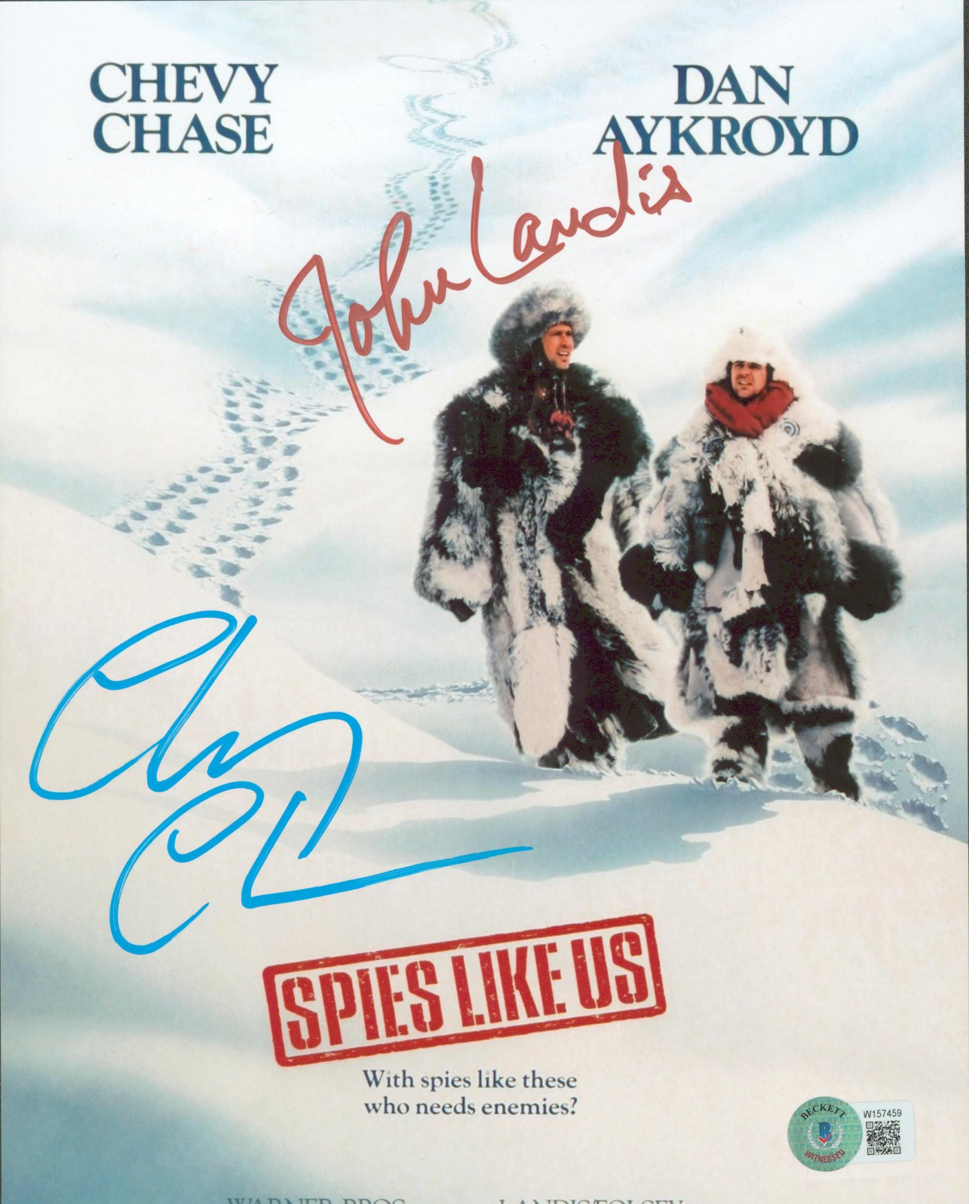 Chevy Chase & John Landis Spies Like Us Authentic Signed 8x10 Photo BAS #W157459