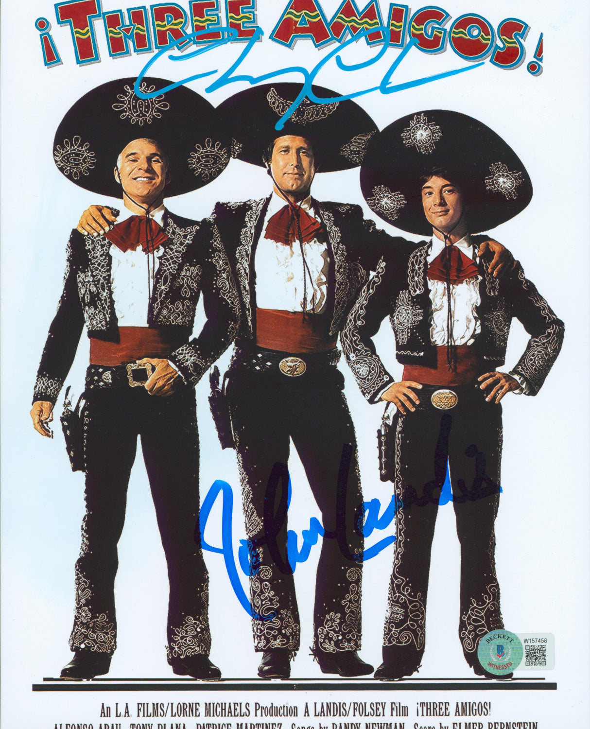 Chevy Chase & John Landis Three Amigos! Authentic Signed 8x10 Photo BAS #W157458