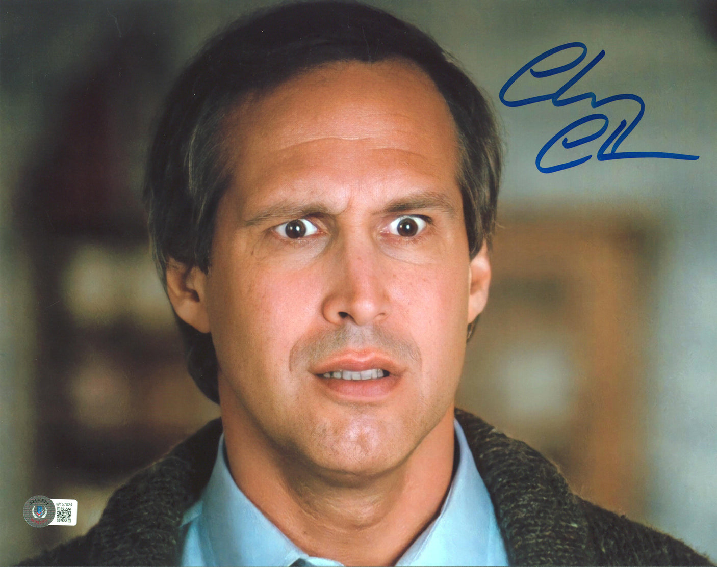 Chevy Chase Christmas Vacation Signed 11x14 Horizontal Closeup Photo BAS Wit