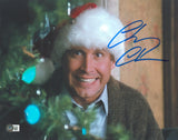 Chevy Chase Christmas Vacation Signed 11x14 w/ Tree & Santa Hat Photo BAS Wit