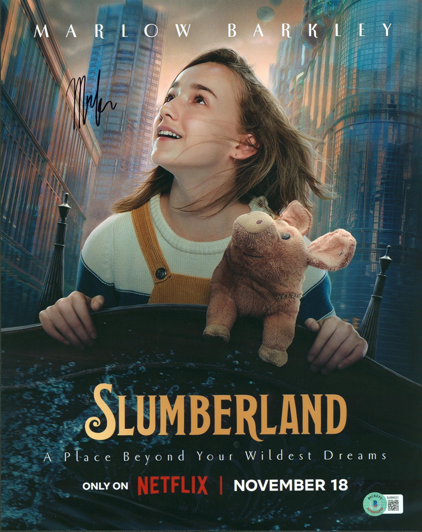 Marlow Barkley Slumberland Authentic Signed 11x14 Photo BAS #NJ084531