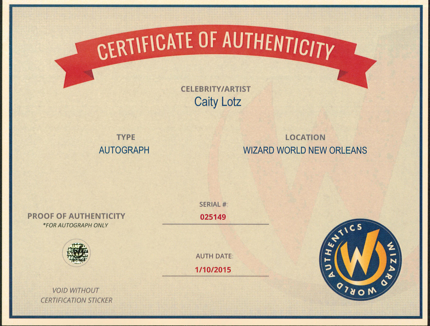 Caity Lotz Arrow Authentic Signed 8x10 Photo Autographed Wizard World