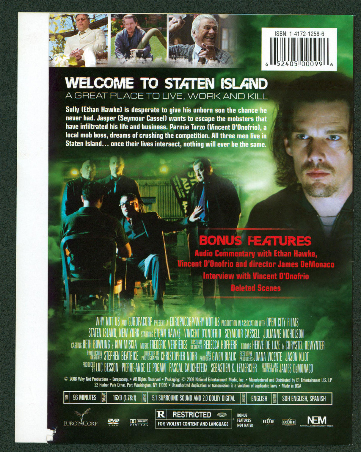 Vincent D'Onofrio & Ethan Hawke Signed Staten Island DVD Cover BAS #BH44855