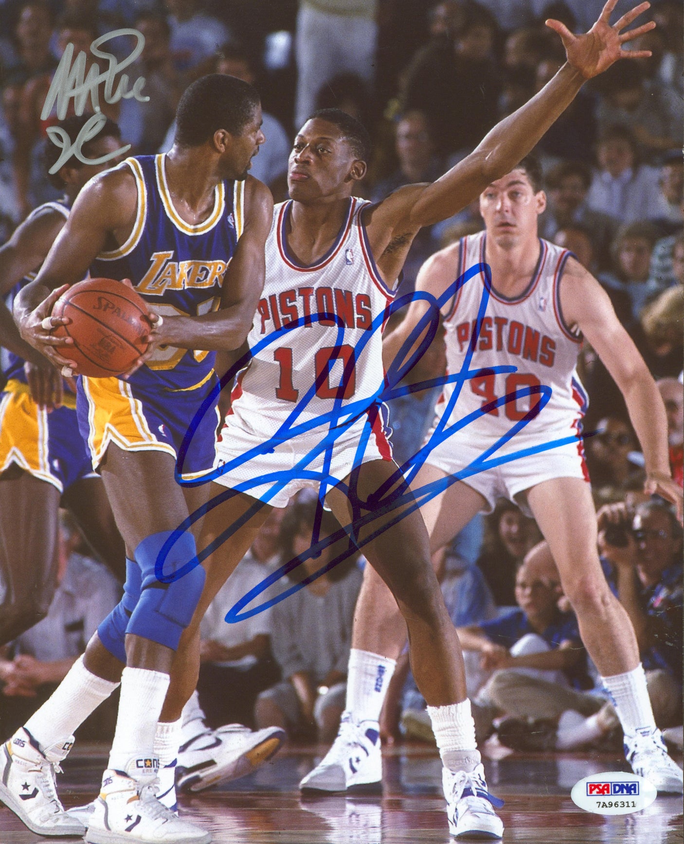 Dennis Rodman & Magic Johnson Authentic Signed 8x10 Photo PSA/DNA Itp #7A96311