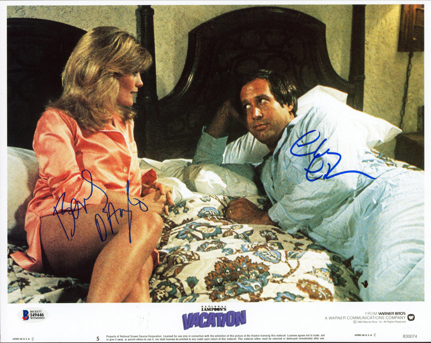 Chevy Chase & Beverly D'Angelo Vacation Signed 11x14 Lobby Card Photo BAS I49446